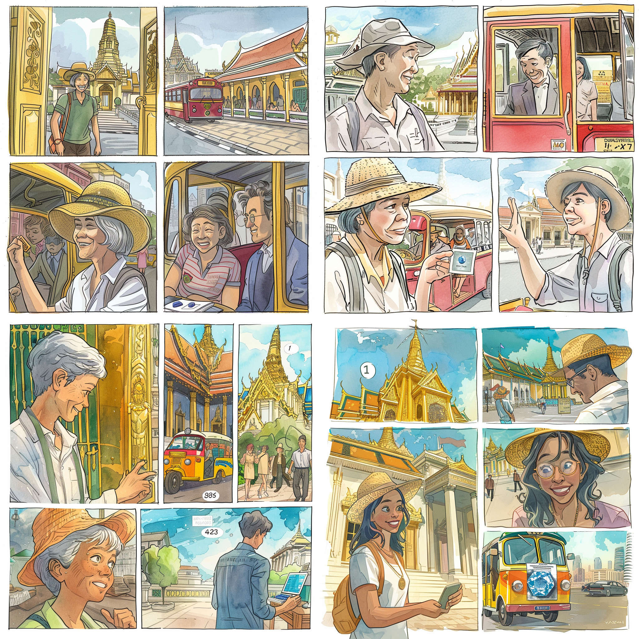 Midjourney's 4-variation grid for the watercolor storybook style