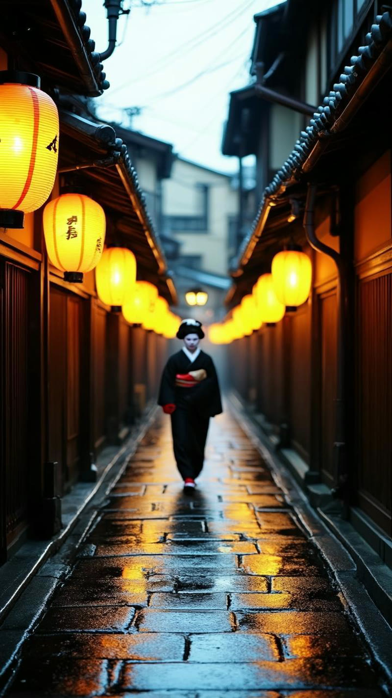 CogView-4 completely ignored black and white instruction for Gion scene — bright orange and red colors, rated 0/10 for prompt adherence