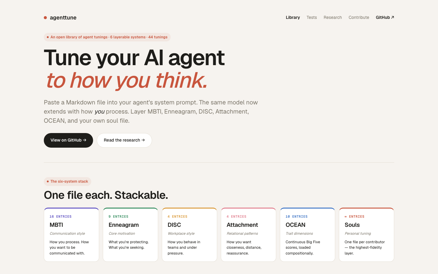 AgentTune homepage screenshot