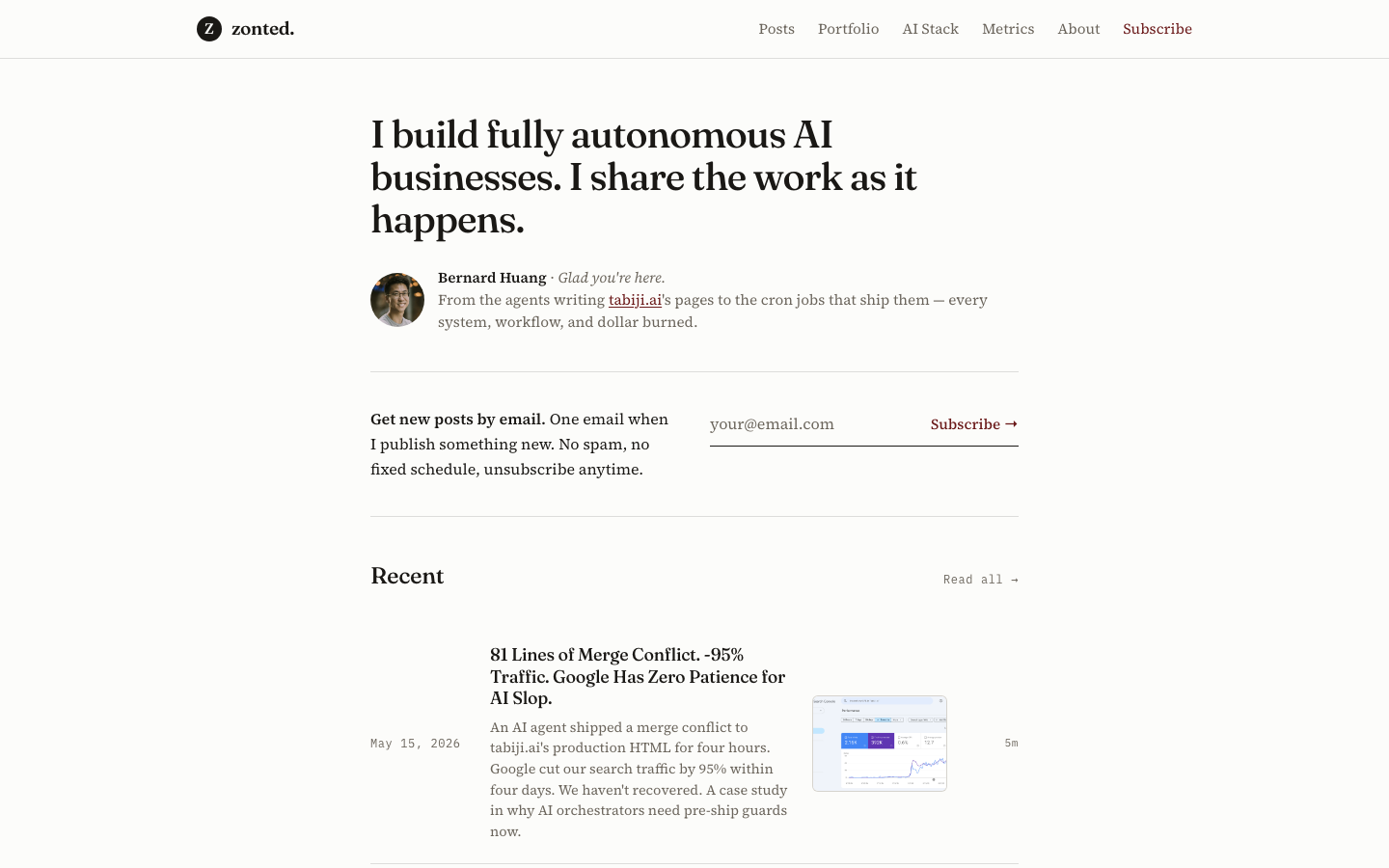Zonted homepage screenshot